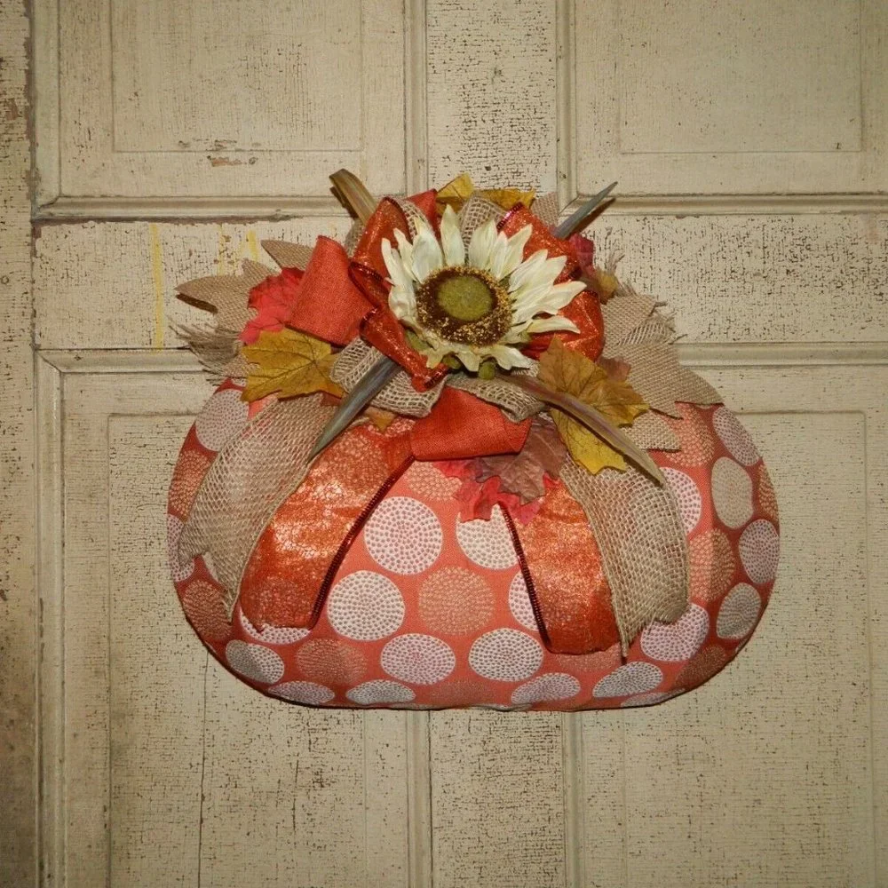 Handmade Halloween Fall Pumpkin Shape Door Wreath